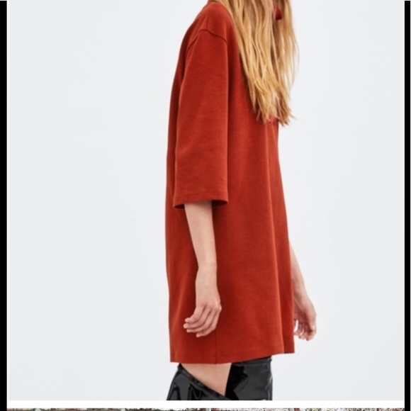 Zara turtleneck burnt orange dress size L - Picture 3 of 9